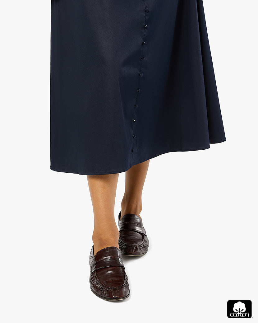Ruched Cup Button Midi Dress