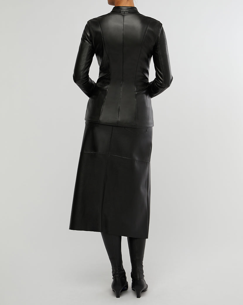 Vegan Leather Fitted Moto Jacket