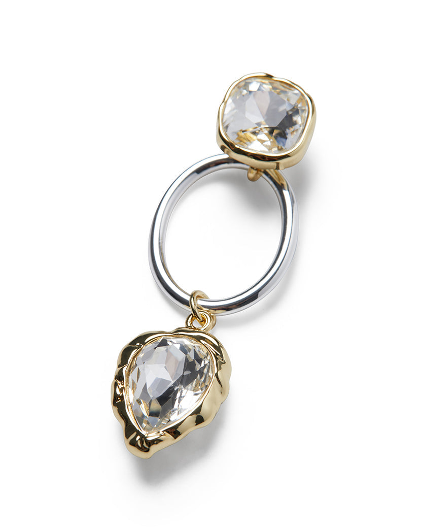 Crystal Square And Pear Hoop Earring