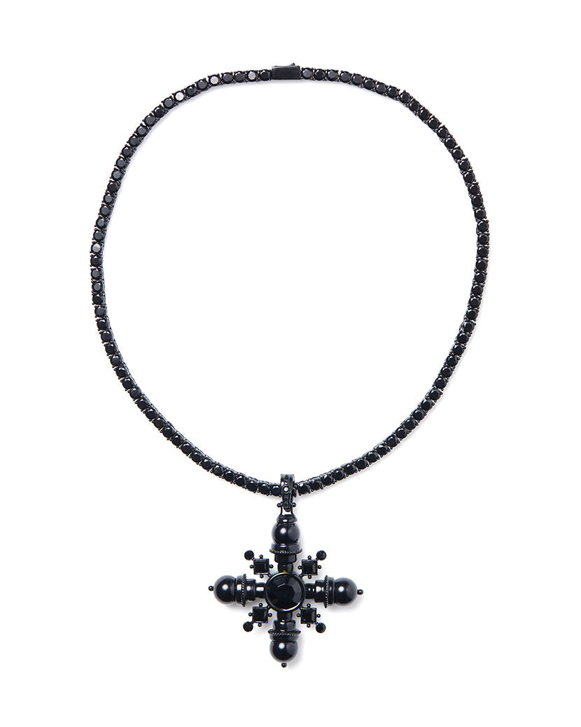 Pendant On Black Stone Chain