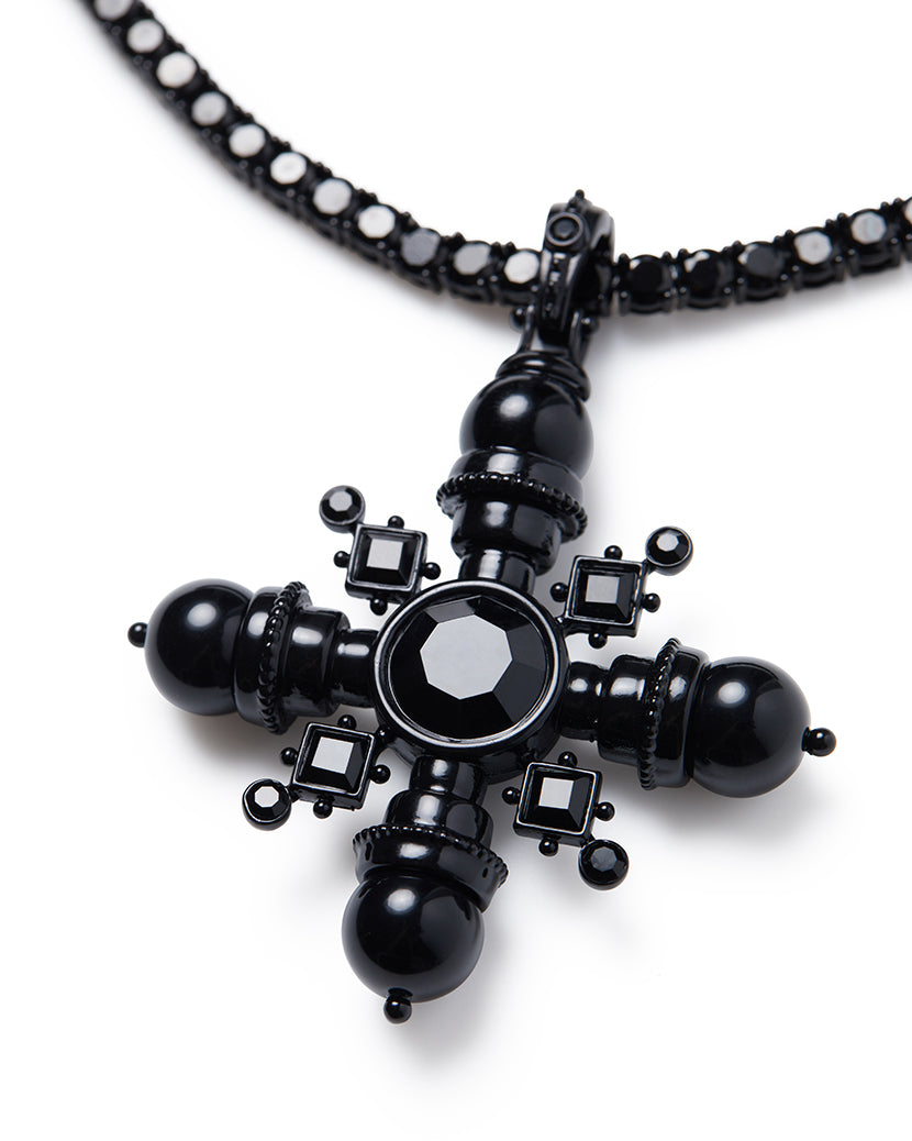 Pendant On Black Stone Chain