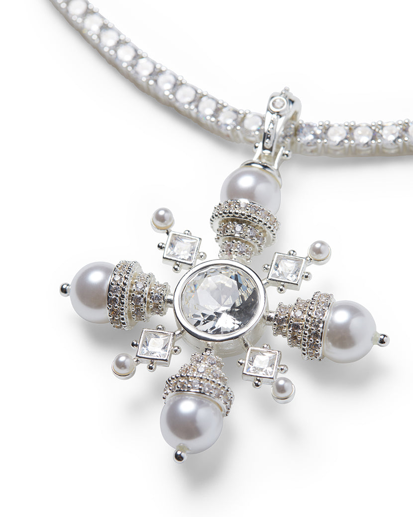 Pave Pendant On Crystal Necklace
