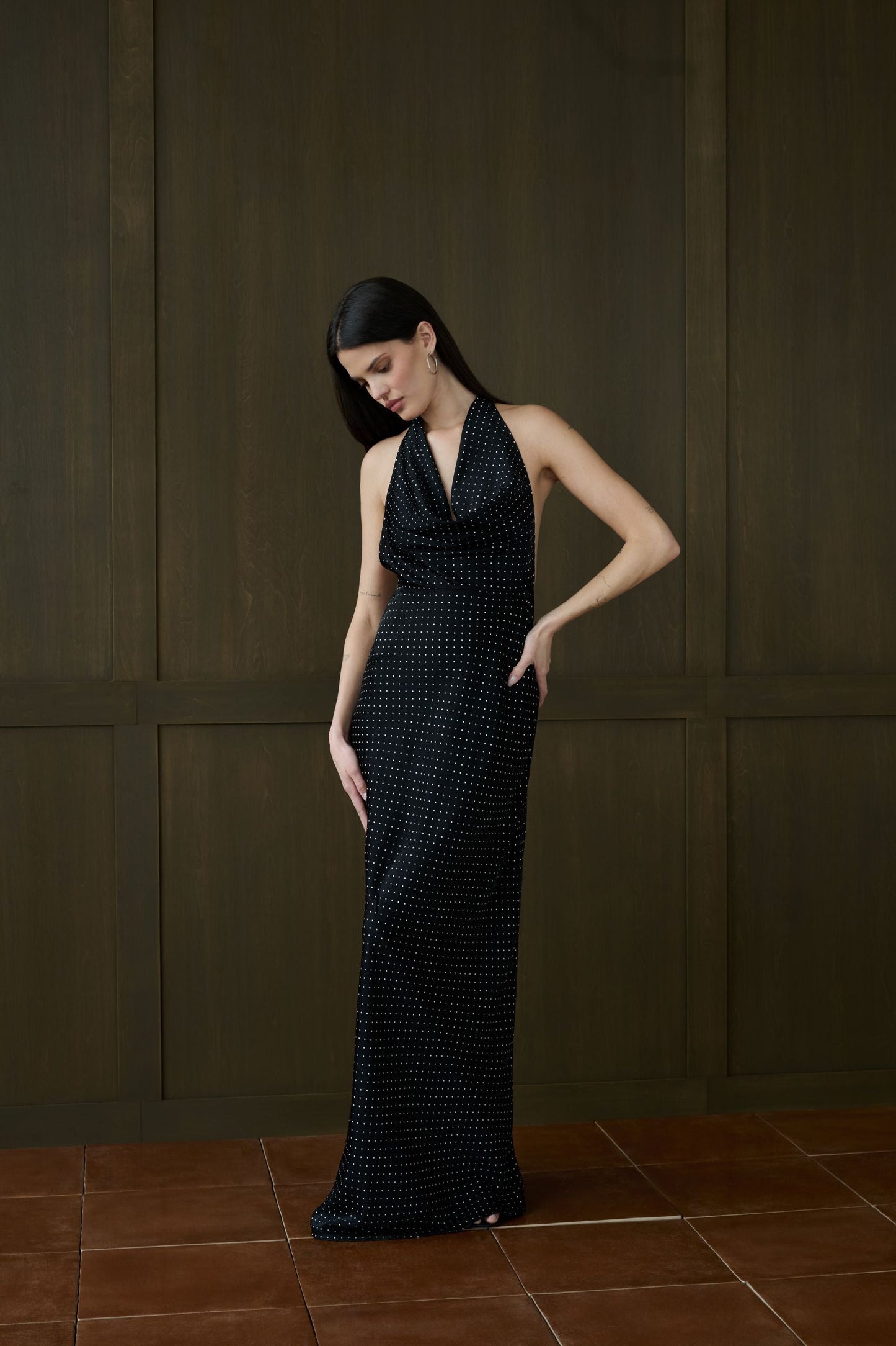 Cowl Halter Maxi Dress