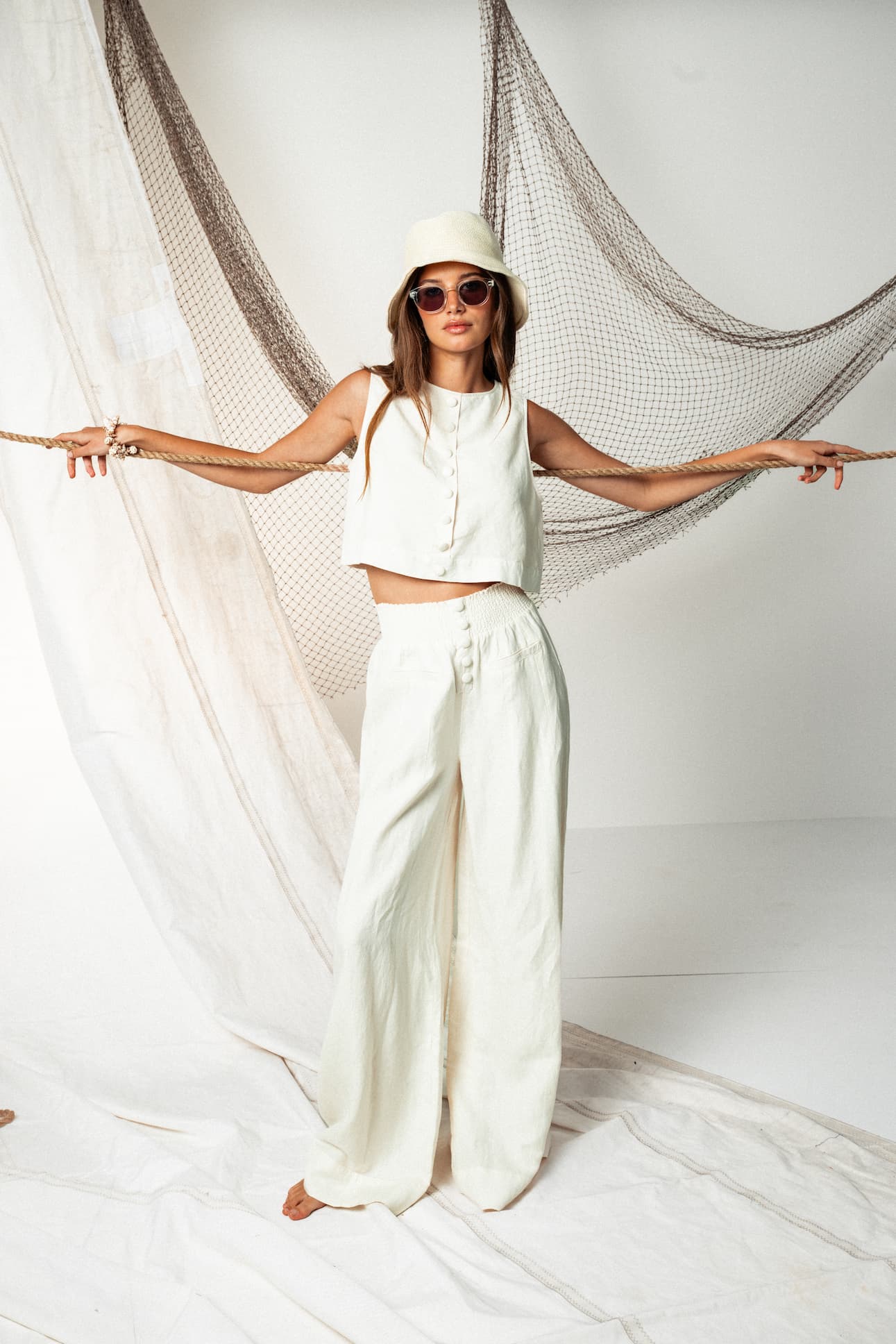 Button Front Palazzo Pant
