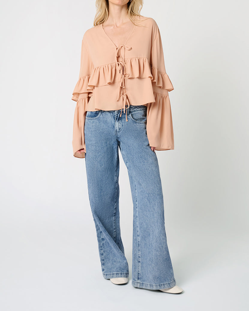 Ruffle Tie Front Top