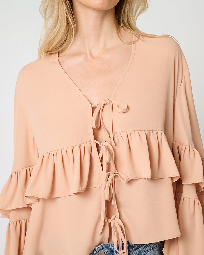 Ruffle Tie Front Top