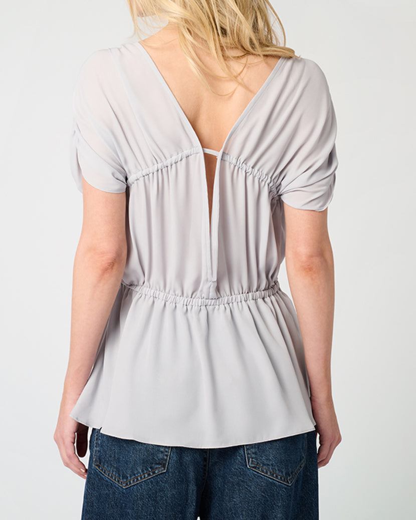 Gathered Cap Short Sleeve Top