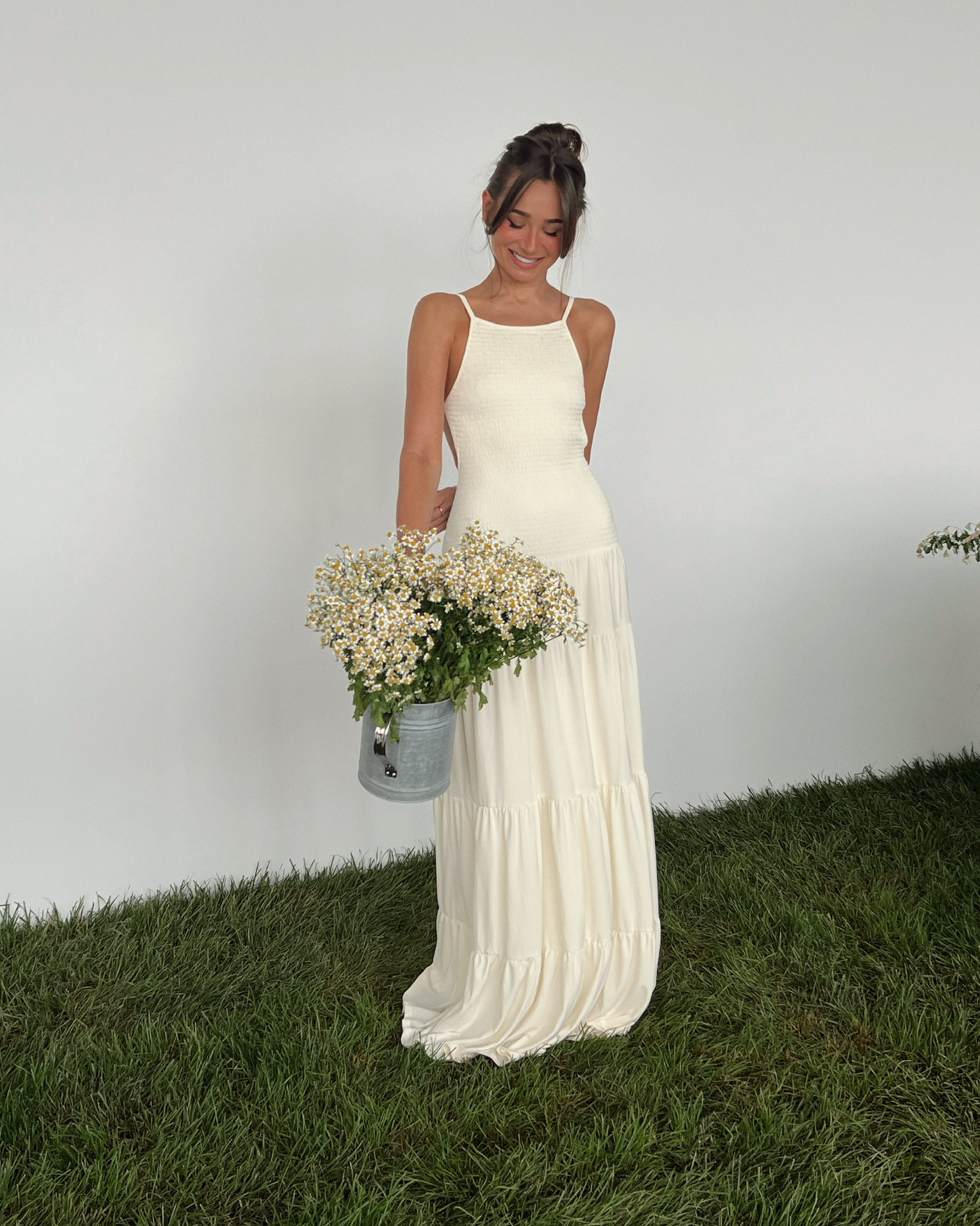 Smocked Drop Waist Maxi Dress