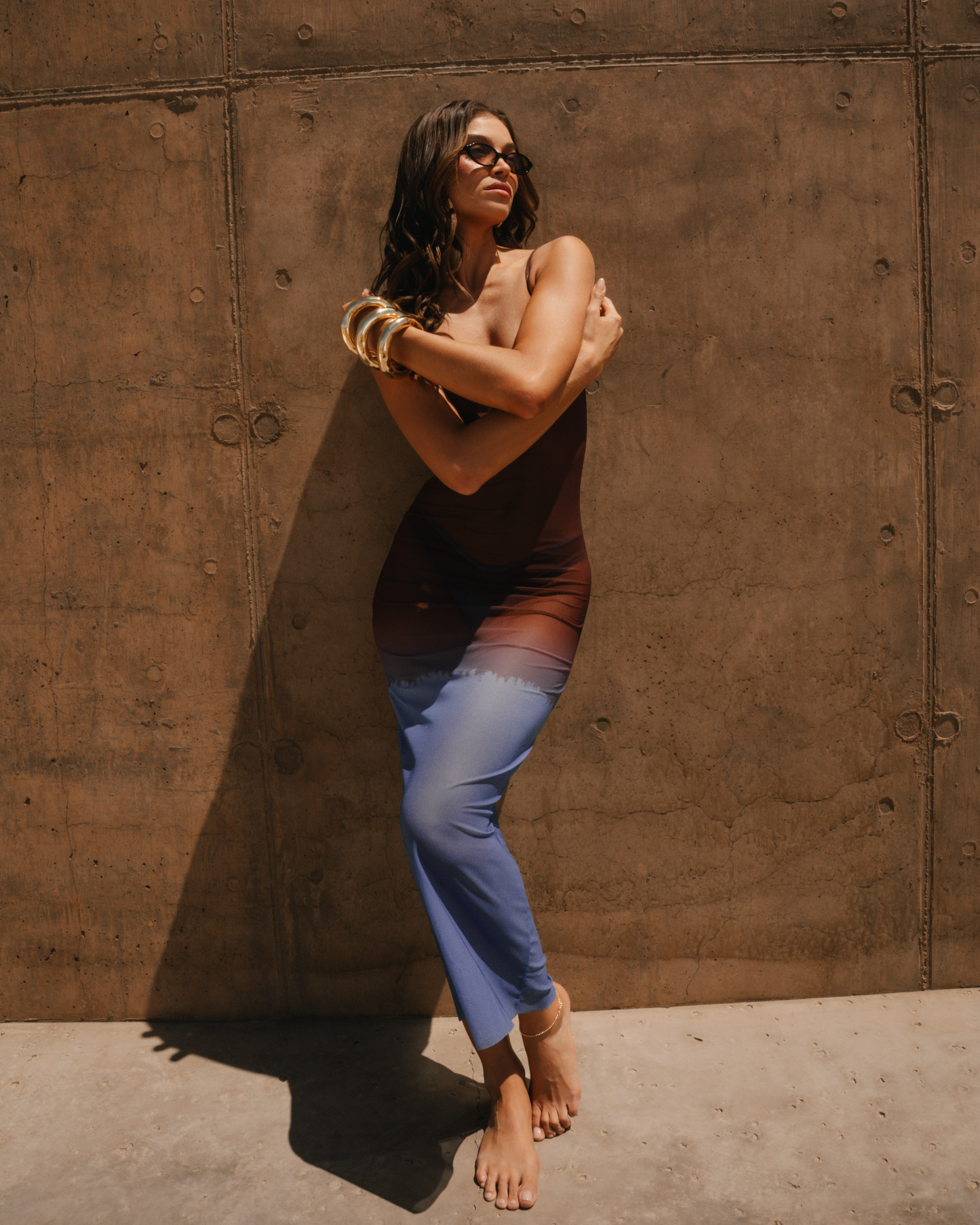 Mesh Scoop Maxi Slip Dress