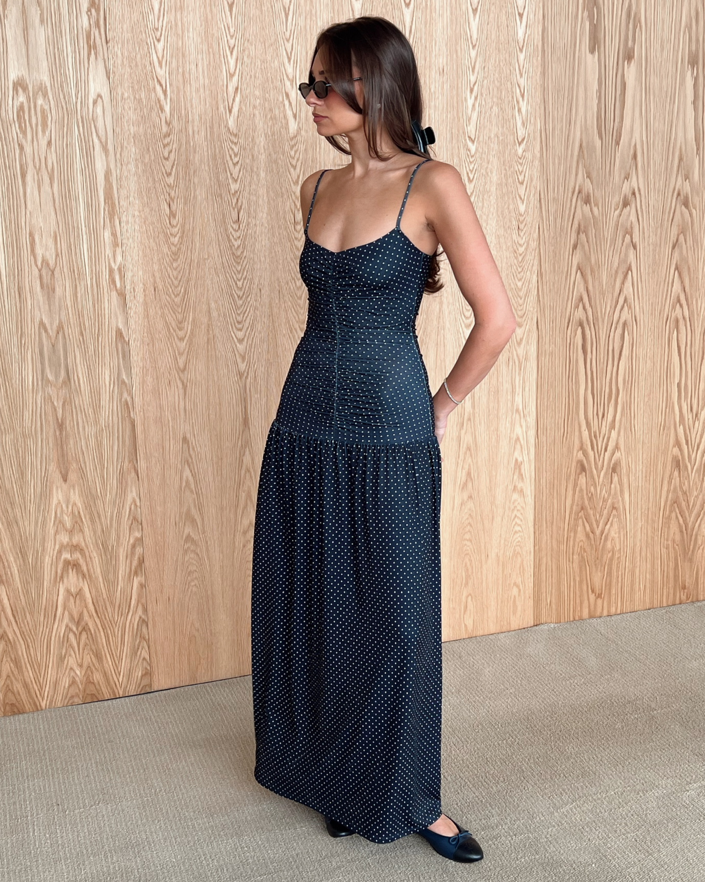 Ruched Front Scoop Maxi Dress