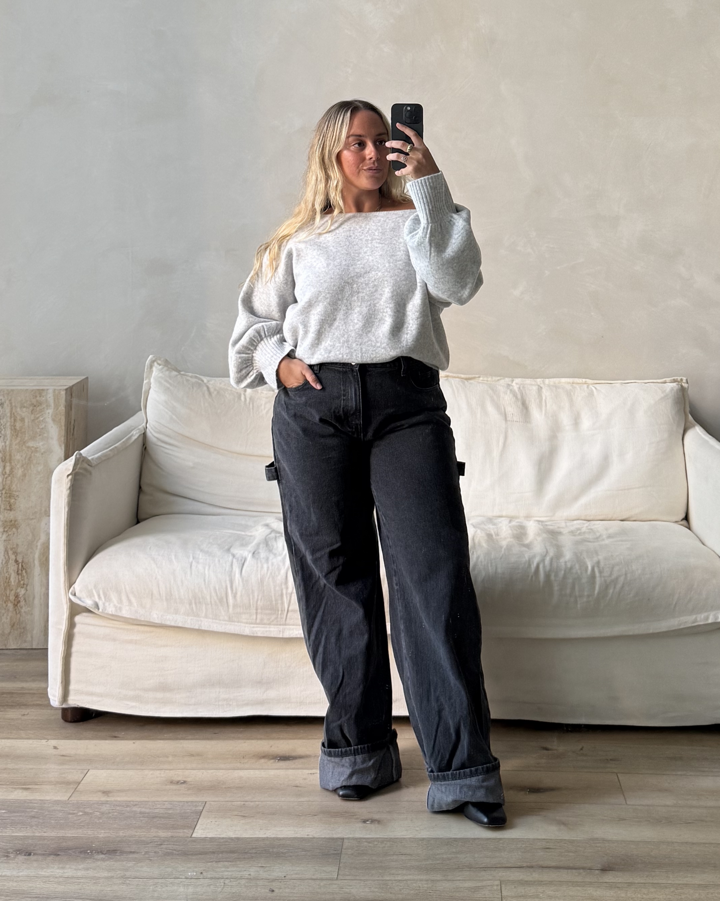 Off The Shoulder Balloon Sleeve Sweater