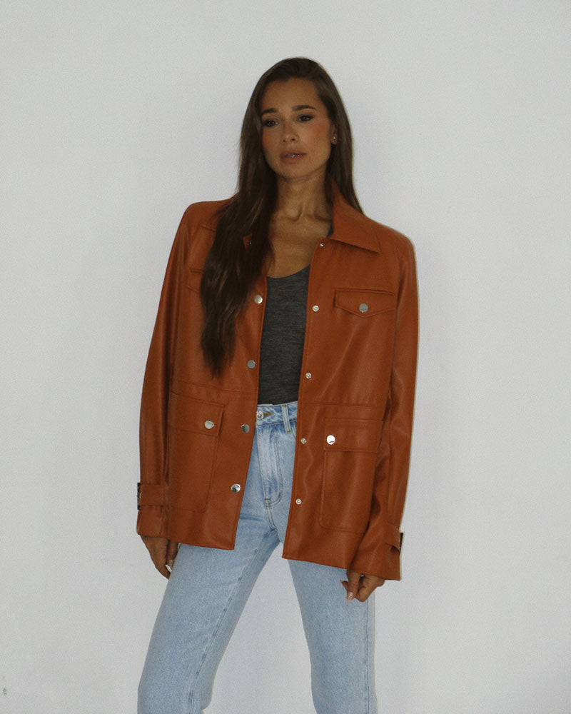 Vegan Leather Western Jacket