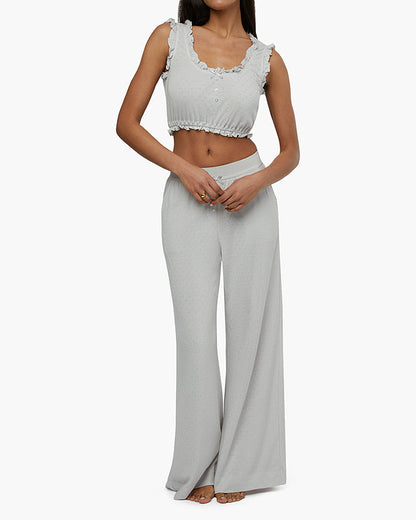 Pointelle Ruffle Tank