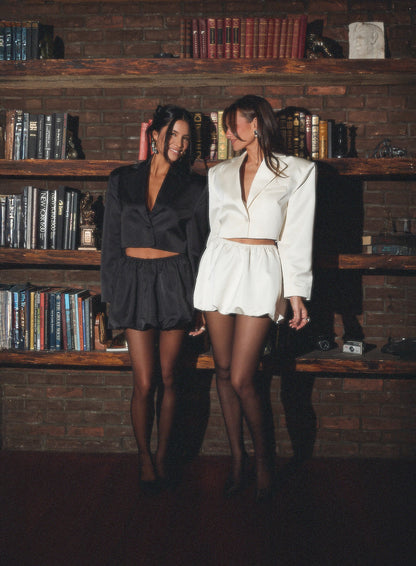Cropped Satin Blazer