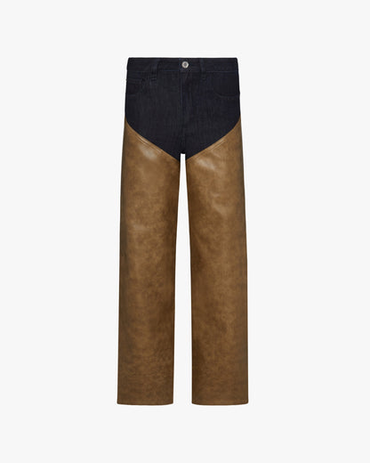 Mid Rise Straight Leg Two Toned Chap Jean