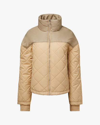 Color Blocked Quilted Puffer Jacket