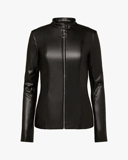 Vegan Leather Fitted Moto Jacket