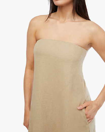 A-line Strapless Midi Dress