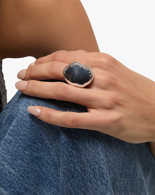 Hammered Crystal Ring