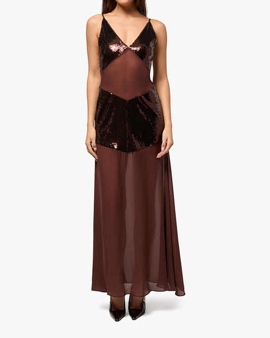 Sheer Panel Maxi Dress