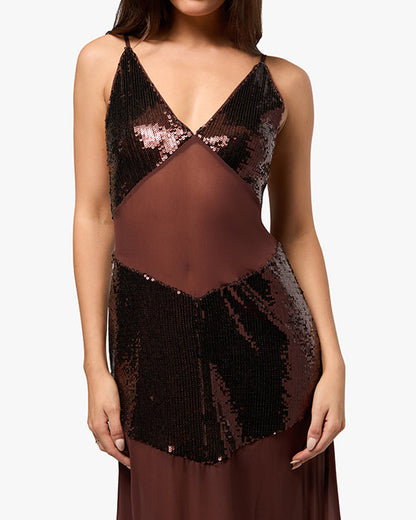 Sheer Panel Maxi Dress