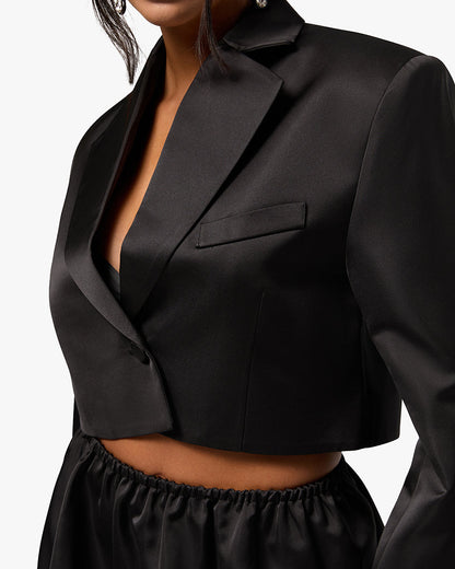 Cropped Satin Blazer