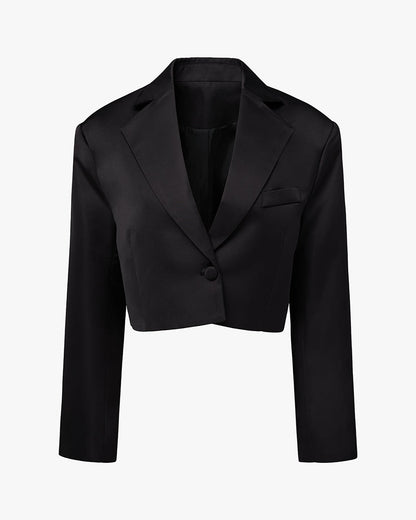 Cropped Satin Blazer