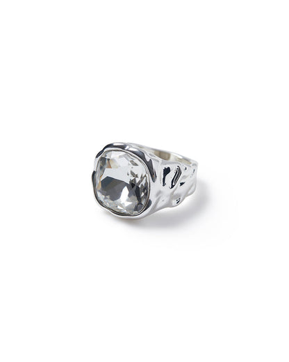 Hammered Crystal Square Ring