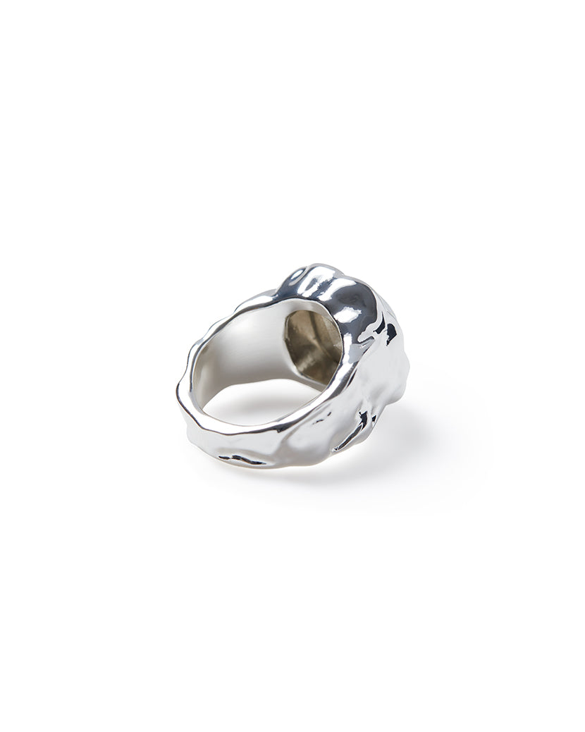 Hammered Crystal Square Ring