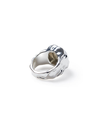 Hammered Crystal Square Ring
