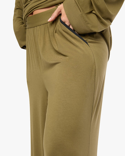 Piped Wide Leg Pant