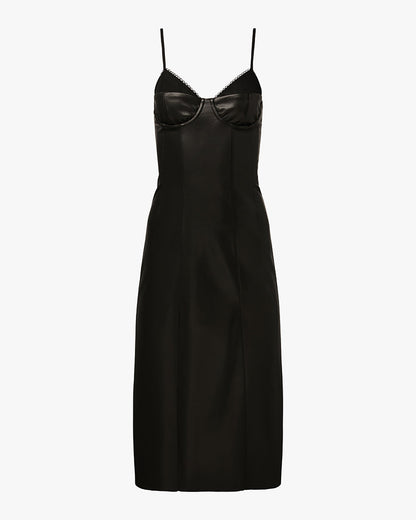 Vegan Leather Fitted Corset Dress