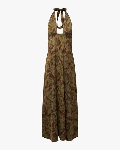 Halter Deep V Maxi Dress