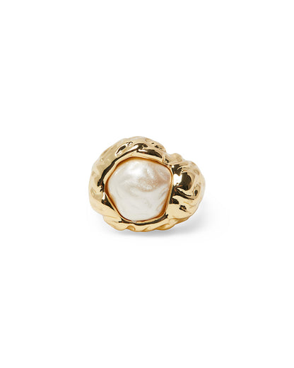 Hammered Pearl Pendant Ring