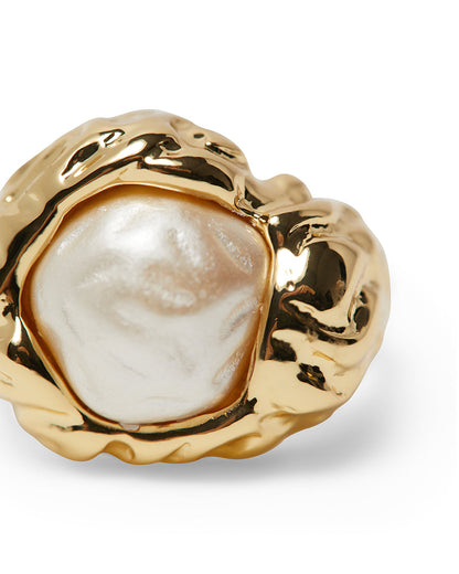 Hammered Pearl Pendant Ring