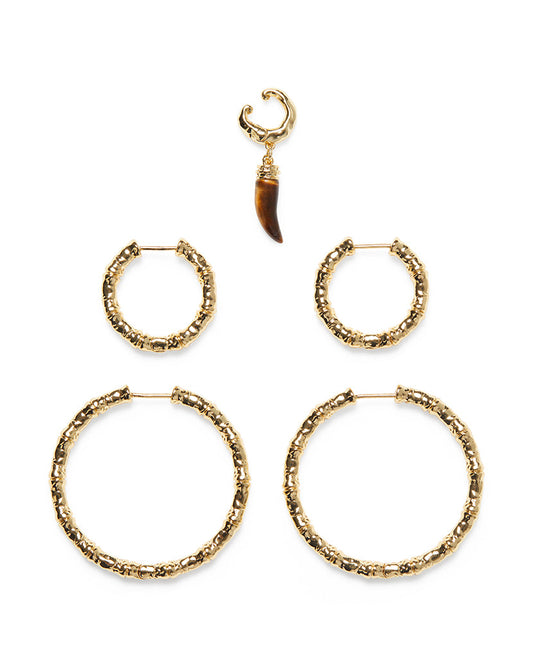 Hammered Bamboo And Tigers Eye Ear Party