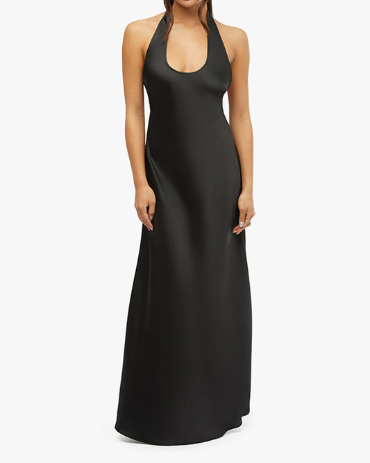 Halter Scoop Midi Dress