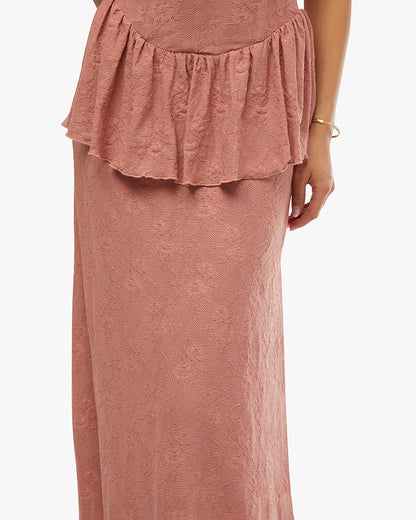 Strapless Corset Peplum Maxi Dress