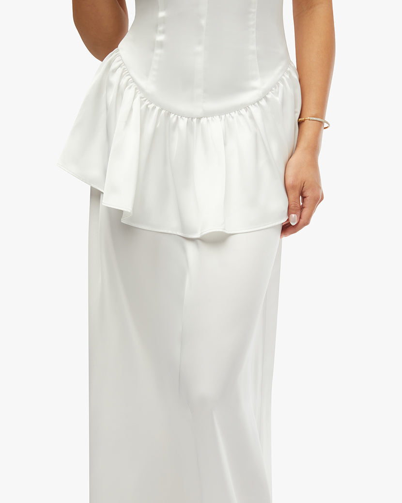 Strapless Corset Peplum Maxi Dress