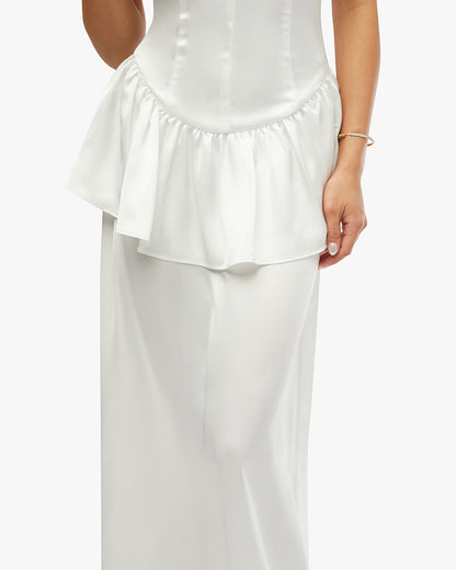 Strapless Corset Peplum Maxi Dress