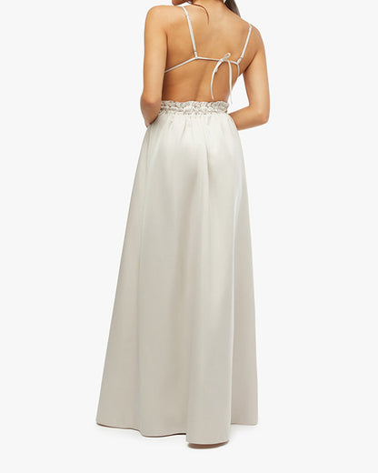 Ruffle Bib Maxi Dress