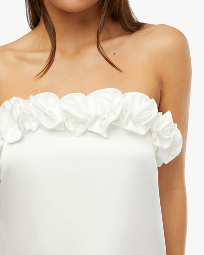 Strapless A-line Rose Mini Dress
