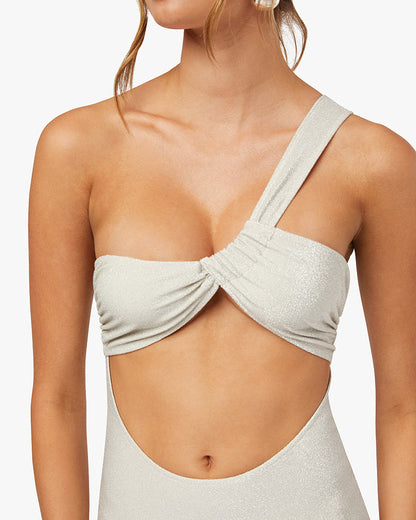 Ruched Asymmetrical Knit Maxi Dress