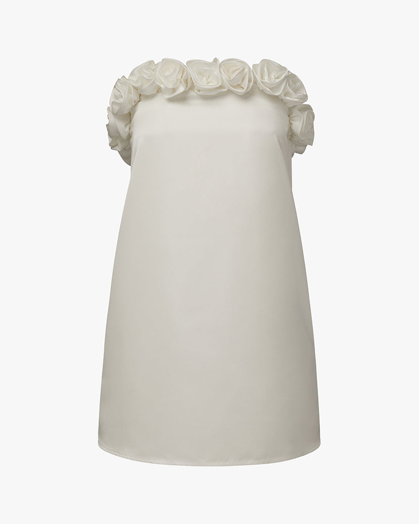 Strapless A-line Rose Mini Dress