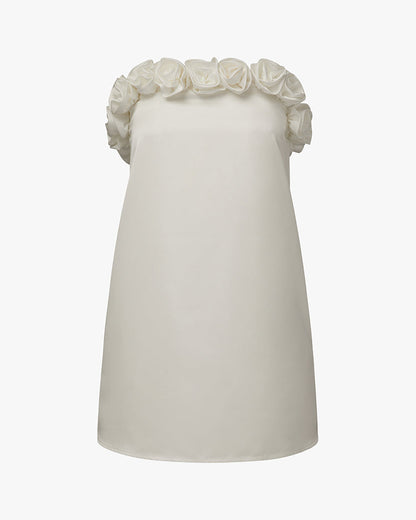 Strapless A-line Rose Mini Dress