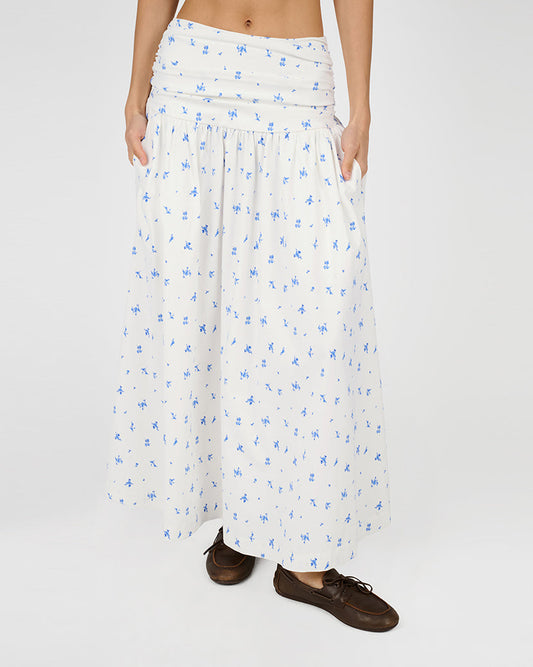 Ruched Waist Midi Skirt