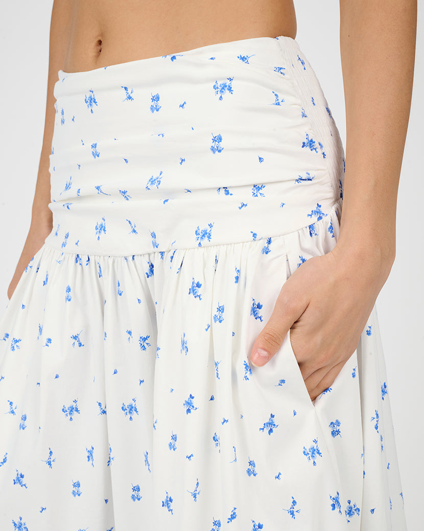 Ruched Waist Midi Skirt