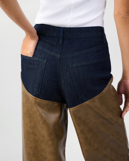 Mid Rise Straight Leg Two Toned Chap Jean