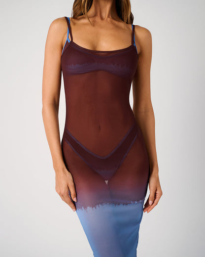 Mesh Scoop Maxi Slip Dress