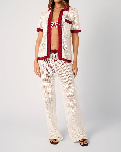 Oversized Crochet Button-up Shirt